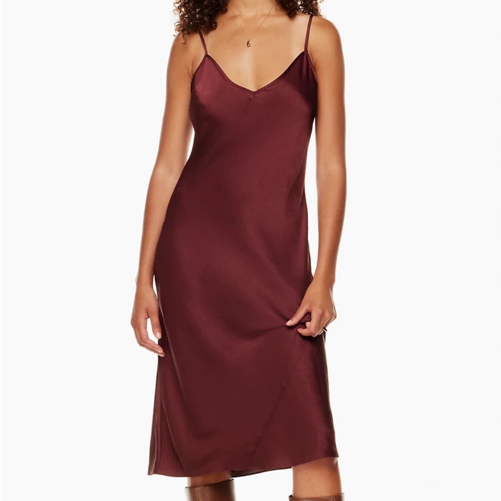 Aritzia Only Slip Dress Midi- Spiced Burgundy XL